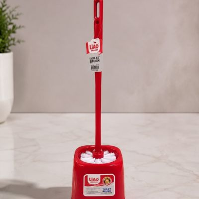 فرشاة مرحاض مع حامل بلاستيكي باللون الأحمر من لياو (LIAO Toilet Brush Holder Set).  & : LIAO Red Toilet Brush with Holder Set.