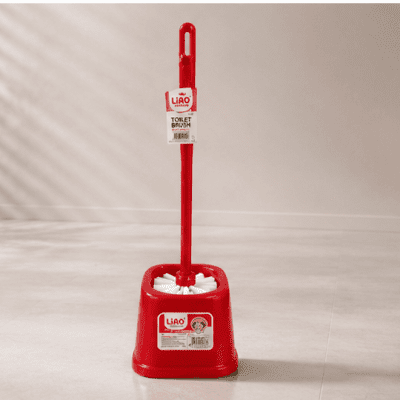 فرشاة مرحاض مع حامل بلاستيكي باللون الأحمر من لياو (LIAO Toilet Brush Holder Set).  & : LIAO Red Toilet Brush with Holder Set.