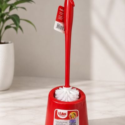 طقم فرشاة مرحاض مع حامل بلاستيكي باللون الأحمر من لياو (LIAO Toilet Brush & Caddy Set).  & : LIAO Red Toilet Brush & Caddy Set.