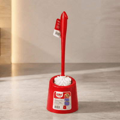 طقم فرشاة مرحاض مع حامل بلاستيكي باللون الأحمر من لياو (LIAO Toilet Brush & Caddy Set).  & : LIAO Red Toilet Brush & Caddy Set.