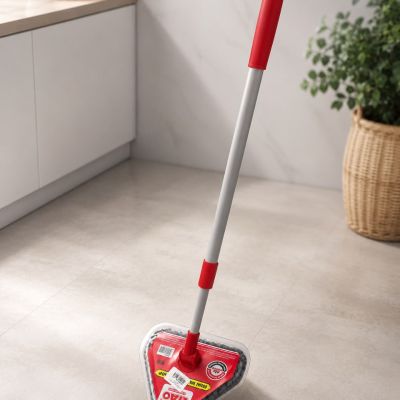 ممسحة تنظيف مثلثة مع عصا تلسكوبية ورأس مايكروفايبر من لياو (LIAO Triangle Mini Mop).  ^ : LIAO Triangular Mini Mop with Telescopic Handle & Microfiber Pad.
