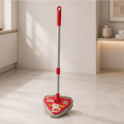 ممسحة تنظيف مثلثة مع عصا تلسكوبية ورأس مايكروفايبر من لياو (LIAO Triangle Mini Mop).  ^ : LIAO Triangular Mini Mop with Telescopic Handle & Microfiber Pad.