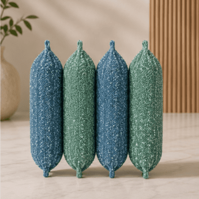 طقم إسفنج جلي وتنظيف مع شبك ميتاليك/سلك 4 قطع من لياو (LIAO Metallic Sponge Scouring Pad).  & : LIAO Metallic Mesh Covered Sponge Scouring Pad Set (4 Pcs).