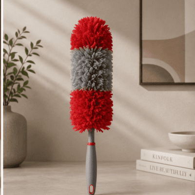 نفّاضة / مريشة أتربة مايكروفايبر شينيل باللونين الأحمر والرمادي من لياو   & :   FROM LIAO  Microfiber Duster.