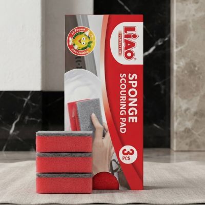 طقم إسفنج جلي مع طبقة كاشطة 3 قطع من لياو (LIAO Sponge Scouring Pad Set).  & : LIAO Sponge Scouring Pad Set (3 Pcs).