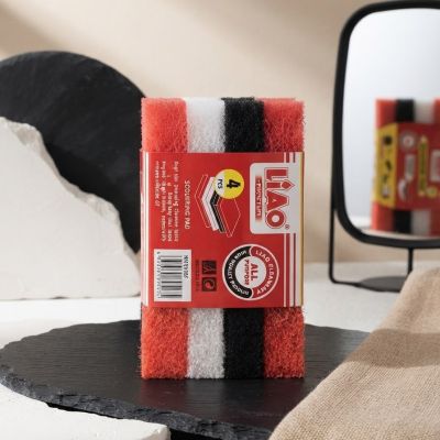 طقم وسائد وسلك تنظيف متعدد الأغراض 4 قطع من لياو (LIAO All-Purpose Scouring Pad Pack).  & : LIAO All-Purpose Scouring Pad Set (4 Pcs).