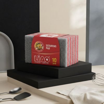 طقم وسائد وسلك تنظيف وكشط الصحون 10 قطع من لياو (LIAO Scouring Pad Pack).  & : LIAO Scouring Pad Set (10 Pcs).