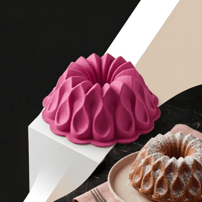 قالب كيك جرانيت فوشيا بتصميم قطرة الماء الزخرفيFuchsia Granite Drop Cake Mold