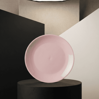 صحن تقديم دائري من البلاستيك - Pink Plastic Round Serving Plate