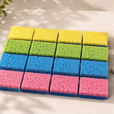 طقم إسفنج تنظيف المطبخ مزدوج الوجه ملون من لياو (16 قطعة) - (LIAO Sponge Scouring Pad Multi Colors - 16 Pcs).  & : LIAO Multi-Color Sponge Scouring Pad Set (16 Pieces).