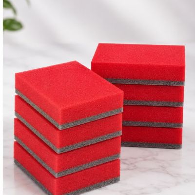 طقم إسفنج تنظيف المطبخ مزدوج الوجه من لياو (8 قطع) - (LIAO Sponge Scouring Pad Red - 8 Pcs).  & : LIAO Red Sponge Scouring Pad Set (8 Pieces).