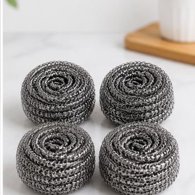 طقم سلك تنظيف الأواني ستانلس ستيل المقاوم للصدأ من لياو (4 قطع - 15 جرام) - (LIAO Stainless Steel Scourer 15g - 4 Pcs).  & : LIAO Stainless Steel Scourer Set 15g (4 Pieces).