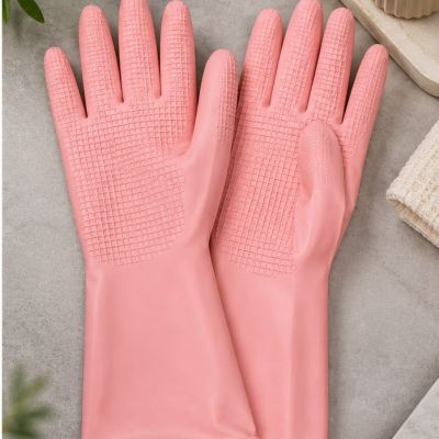 قفازات تنظيف منزلية متعددة الاستخدامات وردية اللون من لياو - زوج واحد مقاس لارج  (LIAO Household Gloves Pink - 1 Pair).  & : LIAO Pink Household Gloves (1 Pair).