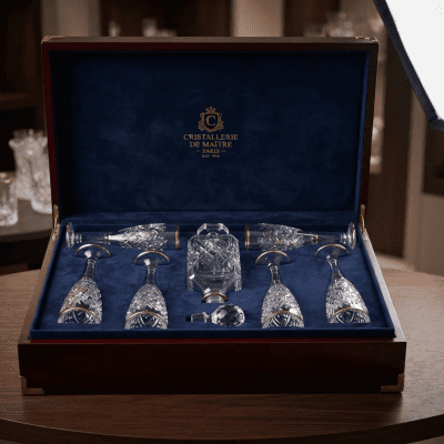 طقم شربات كريستال 8قطع مدهب8-piece crystal sherbet set, gold-plated 