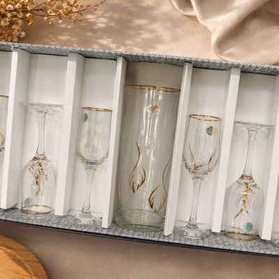 طقم شربات تركي زجاج عالي الجودة 7قطع High-quality Turkish glass sherbet set, 7 pieces 