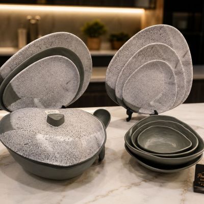 طقم ميلامين 38قطعه بيضاوي38-piece oval melamine set 