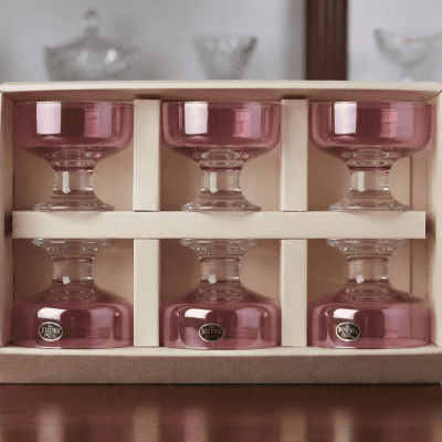 طقم جيلي و ايس كريم 6قطع زجاج بينك Jelly and ice cream set, 6 pieces, glass 