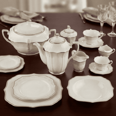 طقم سفره اركوبال مدور مدهب 15قطعه Arcopal round gold-plated dinnerware set, 15 pieces 