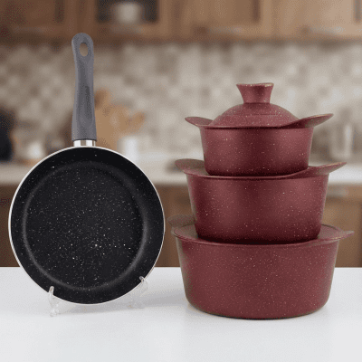 طقم جرانيت 9قطعه حله مقاس28 سم 9-piece granite cookware set, 28cm pot 