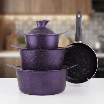 طقم جرانيت 9قطعه حله مقاس28 سم 9-piece granite cookware set, 28cm pot 