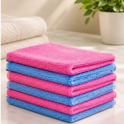 طقم فوط تنظيف مايكروفايبر ملونة من لياو (6 قطع)  مقاسها 30* 30  - (LIAO Microfiber Cloths - 6 Pcs).  & : LIAO Microfiber Cloths Set (6 Pieces).