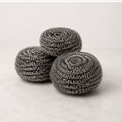 طقم سلك تنظيف استانلس ستيل مقاوم للصدأ من لياو (3 قطع - وزن القطعة 18 جرام) - (LIAO Stainless Steel Scrubber - 3 Pcs).  & : LIAO Stainless Steel Scrubber Set (3 Pieces - 18g Each).