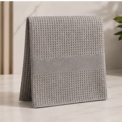 وطة تنظيف مايكروفايبر بنمط وافل رمادية من لياو (قطعة واحدة)  مقاس 58* 40  - (LIAO Grey Microfiber Waffle Cloth - 1 Pc).  & : LIAO Grey Waffle Microfiber Cloth (1 Piece).