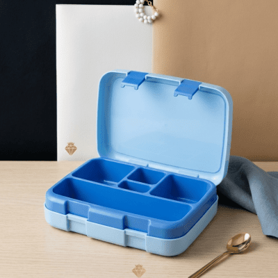 حافظة طعام ولانش بوكس "بينتو" للأطفال مقسم (5 خانات: 5Compartment Bento Kids Lunch Box & Food Keep