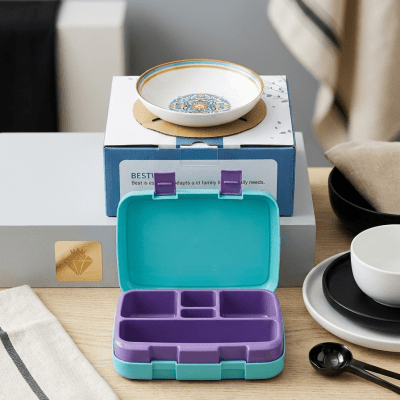 حافظة طعام ولانش بوكس "بينتو" للأطفال مقسم (5 خانات): 5-Compartment Bento Kids Lunch Box & Food Keepe