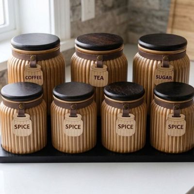 طقم توابل 7قطع عل ستاند 7-piece spice set on a stand 
