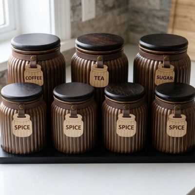 طقم توابل 7قطع عل ستاند 7-piece spice set on a stand 