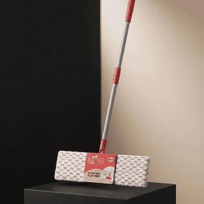 ممسحة أرضيات مسطحة من الألياف الدقيقة (مايكروفايبر) ماركة LIAO - مقاس 45 سم : LIAO Microfiber Flat Mop - 45cm