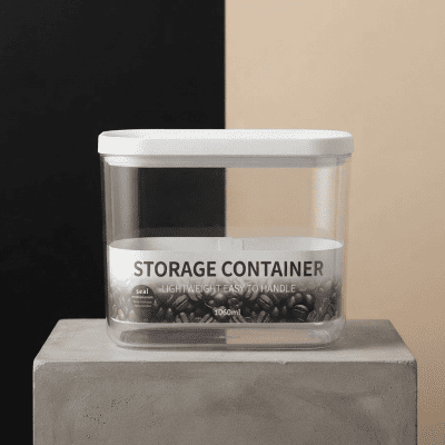 برطمان / علبة تخزين شفافة بغطاء أبيض محكم الإغلاق - سعة 1060 مل : Clear Storage Container Jar with White Airtight Lid - 1060ml Capacity