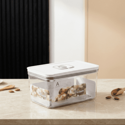 منظم وحافظة طعام مستطيل بغطاء تفريغ الهواء Vacuum (سعة 5 لتر) Large Rectangular Vacuum Food Storage Container - 5L Capacity