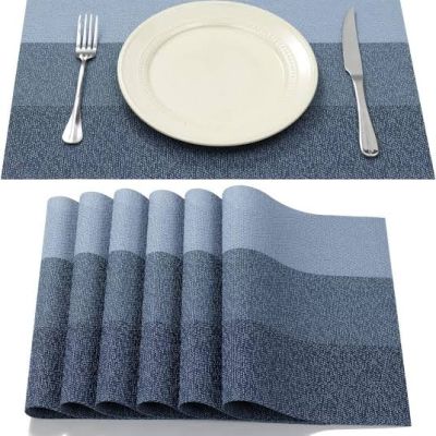 طقم مفارش طاولة طعام منسوجة ومقاومة للحرارة (عدد 4  - حسب محتوى العلبة) Elegant Woven Heat-Resistant Dining Table Placemats Set.