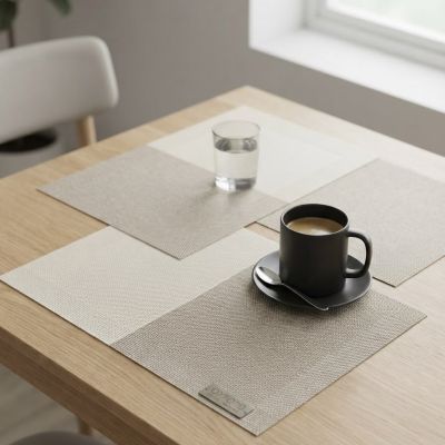 طقم مفارش طاولة طعام منسوجة ومقاومة للحرارةعدد 4  Elegant Woven Heat-Resistant Dining Table Placemats Set.