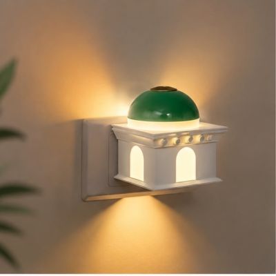 مصباح إضاءة ليلي مع تشغيل صوتيات بتصميم القبة الخضراء (Necosoe Music Night Light).  & : Necosoe Green Dome Mosque Music Night Light.