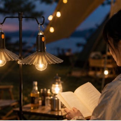 مصباح تخييم كلاسيكي محمول قابل للشحن بضوء 360 درجة (Portable & Rechargeable Vintage Camping Light).  & : Portable & Rechargeable Vintage Camping Light (Type-C).