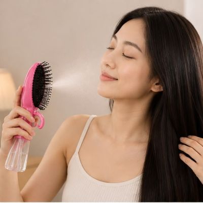 فرشاة شعر وسائدية مدمجة بخاخ رذاذ لفك التشابك وتنعييم الشعر (2 in 1 Spray Air Cushion Comb).  & : 2-in-1 Spray Air Cushion Detangling Hair Brush.