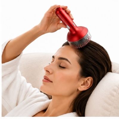 مشط وجهاز تدليك فروة الرأس الكهربائي المطور (Electric Scalp Massage Comb).  & : Electric Scalp Massager & Liquid Applicator Comb.