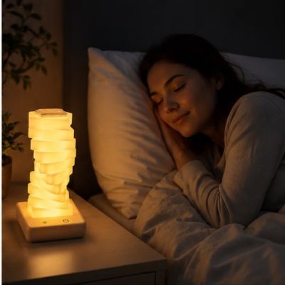 مصباح إضاءة ديكوري محيطي حلزوني باللمس - بارتفاع 18 سم (Atmosphere Lamp).  English: Spiral Atmosphere Table Lamp with Touch Control (18cm).