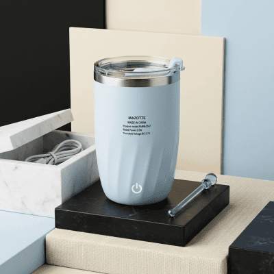 كوب التقليب المغناطيسي الذكي والاتوماتيكي (موديل MAZOTTE وبجهد 3.7 ف: MAZOTTE Automatic Magnetic Stirring Cup (3.7V Smart Mug)