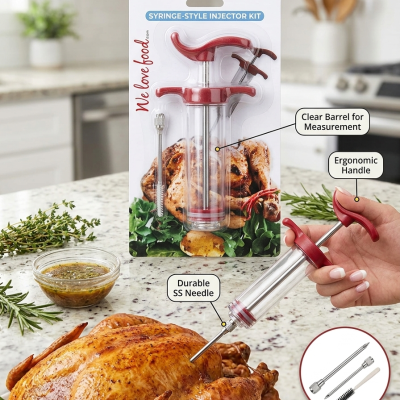حقنة تتبيل اللحوم والدواجن الاحترافية (سعة 40 مل)I Professional Meat & Poultry Marinade Injector (40ml Syringe)