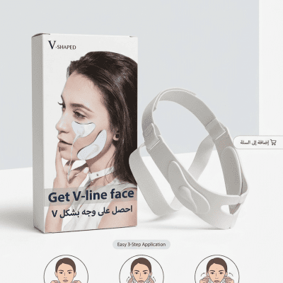حزام وشرائط شد الوجه وتحديد الفك - للحصول على وجه منحوت بشكل V: V-Line Face Lifting Belt & Shaper - Double Chin Reducer & Jawline Sculptor