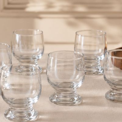طقم كاسات زجاجية للمياه والعصائر 6 قطع من باشاباجي - موديل أكواتيك (Paşabah&ccedil;e Aquatic 6-Piece Clear Glass Tumblers Set).  |: Paşabah&ccedil;e Aquatic 6-Piece Clear Water & Juice Glasses Set.