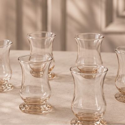 طقم أكواب شاي زجاجية ملونة 6 قطعة من باشاباجي - موديل بيرا (Paşabah&ccedil;e Pera 6-Piece Colored Tea Glasses Set).  |: Paşabah&ccedil;e Pera 6-Piece Tea Glasses Set