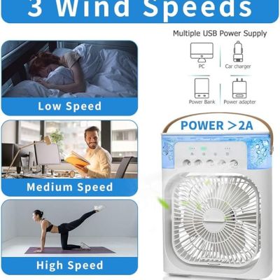 مكيف هواء، مروحة تبريد محمولة، مبرد هواء صغير، مبرد شخصي محمول، مرطب، مروحة رذاذ بثلاث سرعات، مروحة تبريد USB شخصية، تدفق هواء قوي، تشغيل هادئ