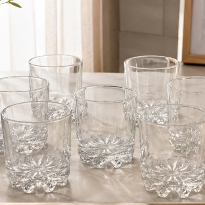 طقم كاسات زجاجية للمياه والعصائر 6 قطع من باشاباجي - موديل سيلفانا (Paşabah&ccedil;e Sylvana 6-Piece Clear Glass Tumblers Set).  |: Paşabah&ccedil;e Sylvana 6-Piece Clear Water & Juice Glasses Set.