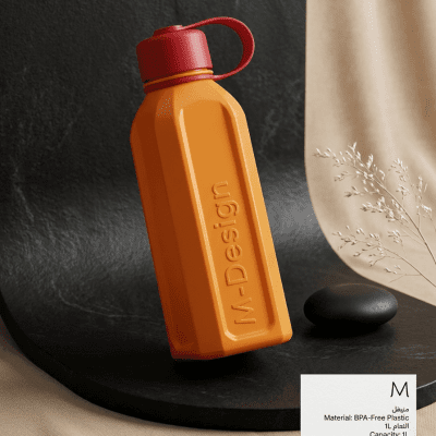 زجاجة مياه بلاستيكية مربعة من إم ديزاين (0.8 لتر)M-Design Square Plastic Water Bottle (0.8L