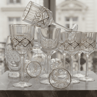 طقم كاسات كريستال مدهب 6قطع  6-piece gilded crystal glass set 